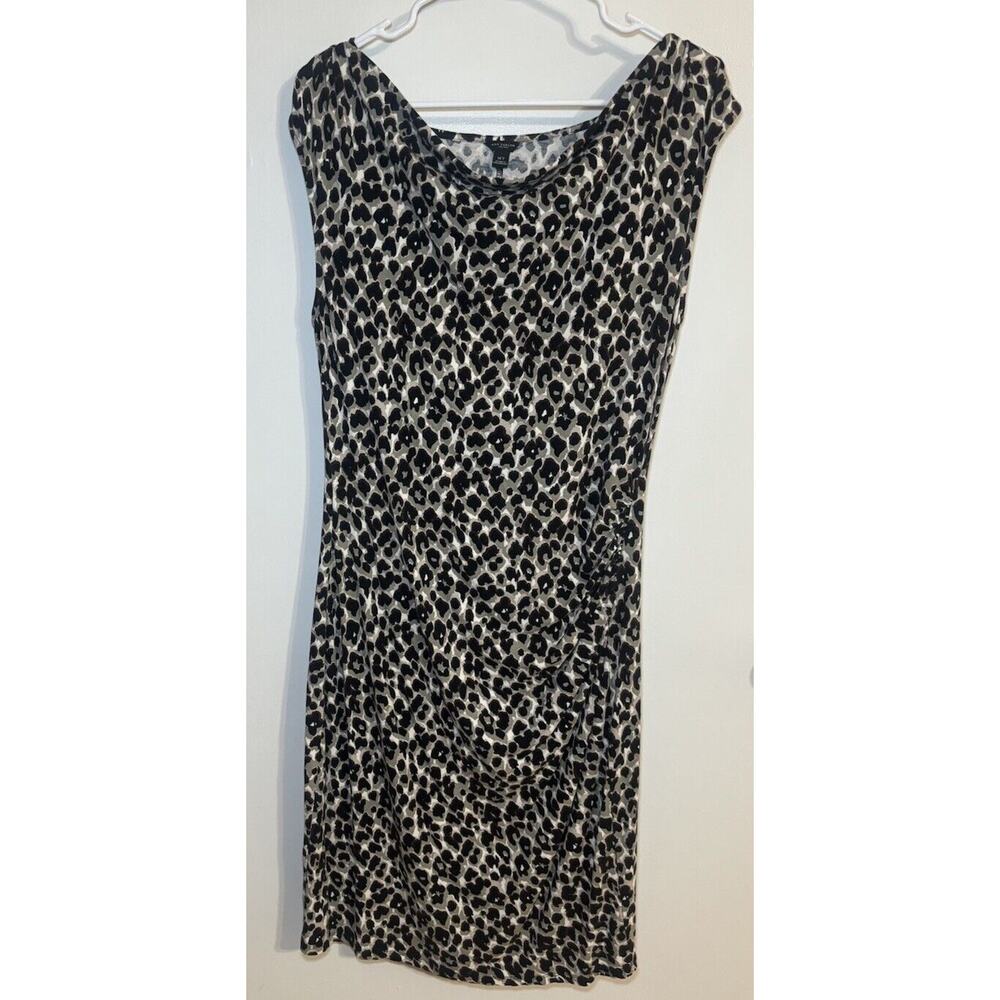 Ann Taylor Holiday Cocktail Dress Leopard Print Cowl Neck Medium‎ Tall Corpcore